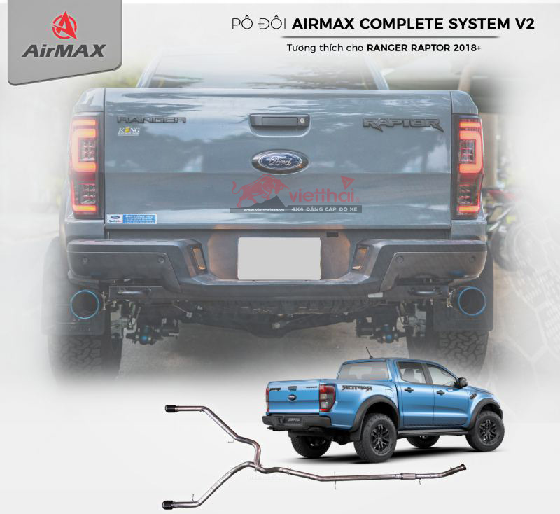 PÔ ĐÔI AIRMAX COMPLETE EXHAUST SYSTEM V2 CHO RANGER RAPTOR
