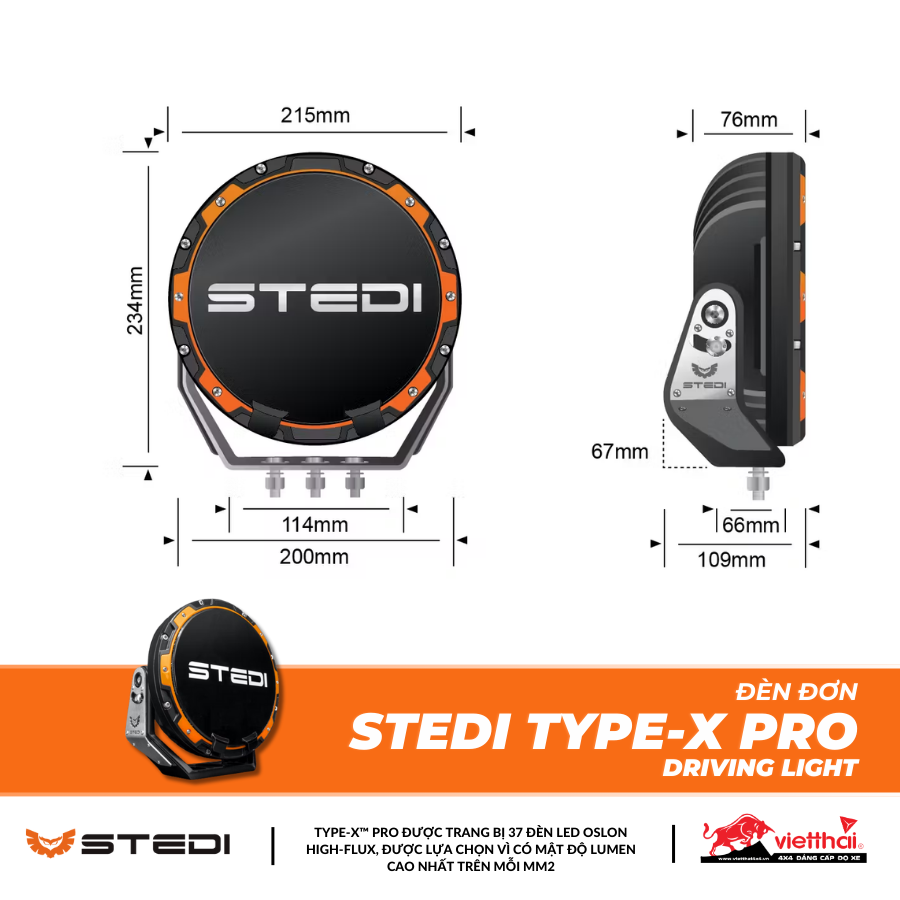 ĐÈN ĐƠN STEDI TYPE-X PRO DRIVING LIGHT