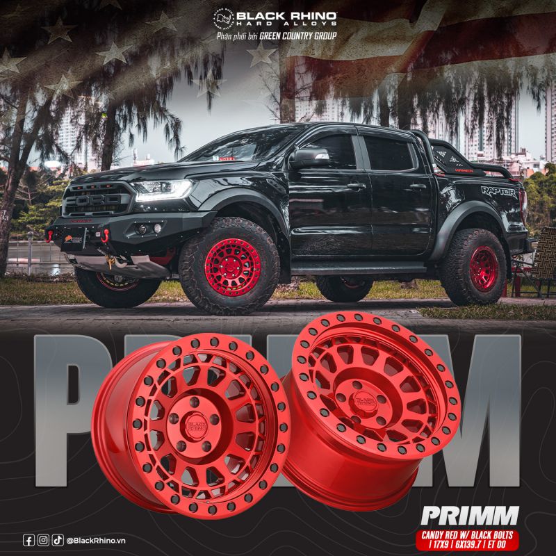 MÂM BLACK RHINO PRIMM 17×9 | 6×139.7 | ET00 | CB112.1 (ĐỎ CANDY)