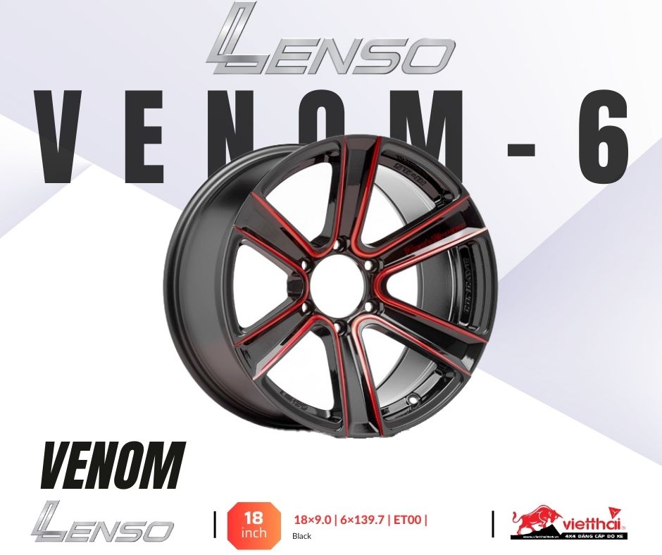 MÂM ĐỘ XE LESON VENOM 6 |18″x9.0″|6×139.7|00|