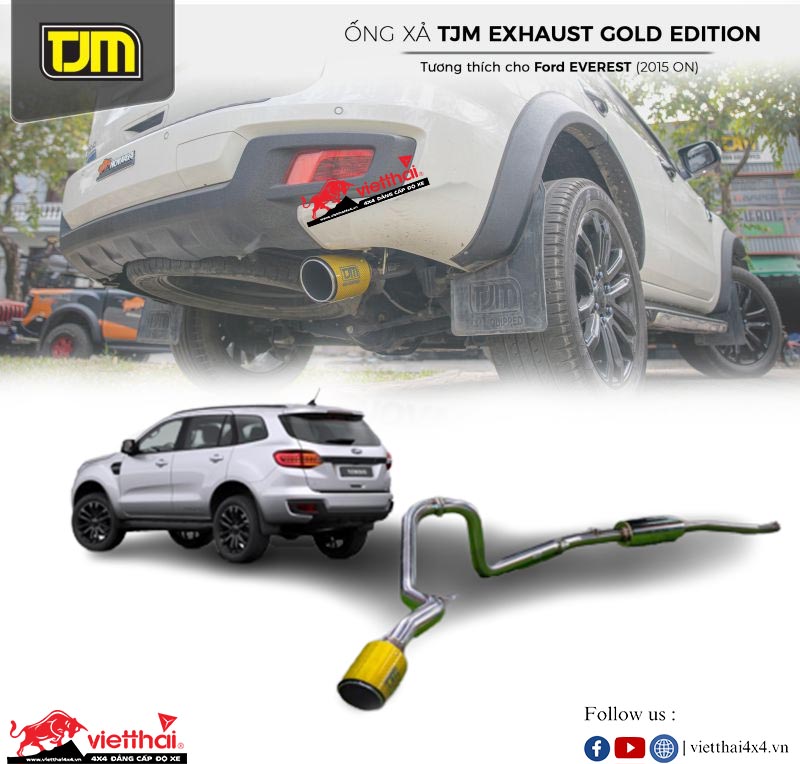 PÔ ĐƠN TJM EXHAUST – GOLD CARBON TAIL CHO CHIẾC XE FORD EVEREST 2015+