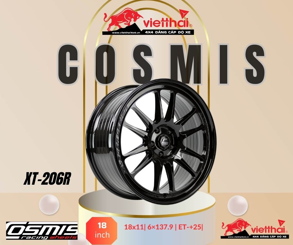 Mâm Cosmis XT-206R Bánh xe màu đen.