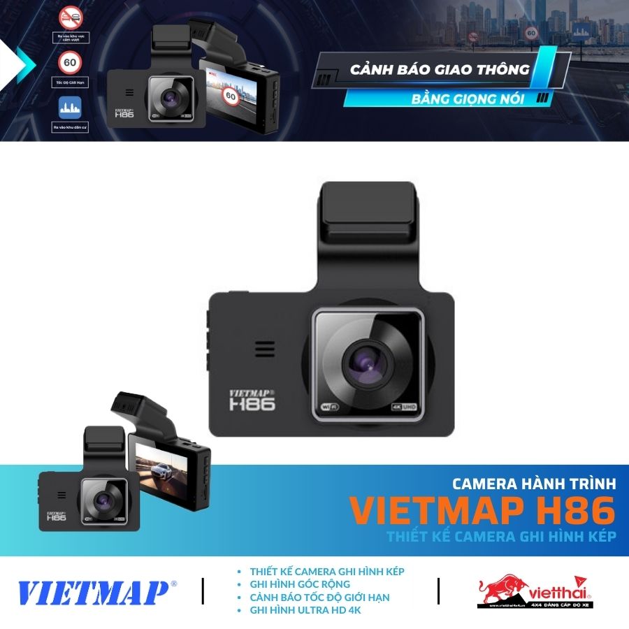 CAMERA HÀNH TRÌNH VIETMAP H86 - Thiết kế camera ghi hình kép