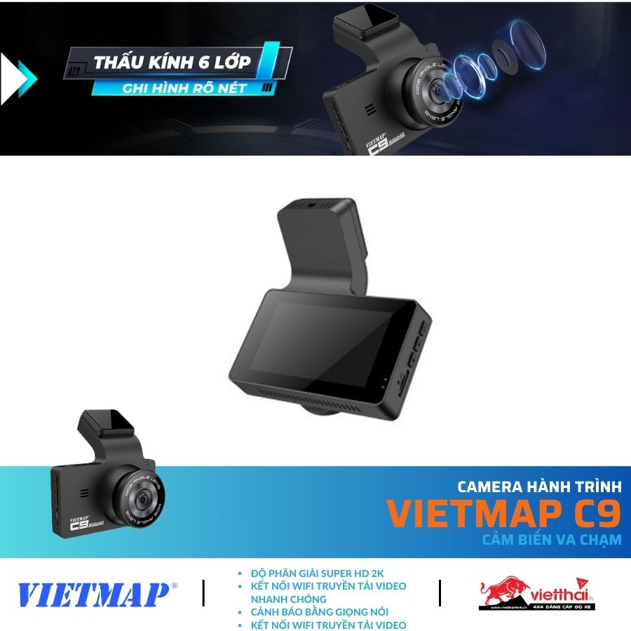 CAMERA HÀNH TRÌNH VIETMAP C9 CẢM BIẾN VA CHẠM