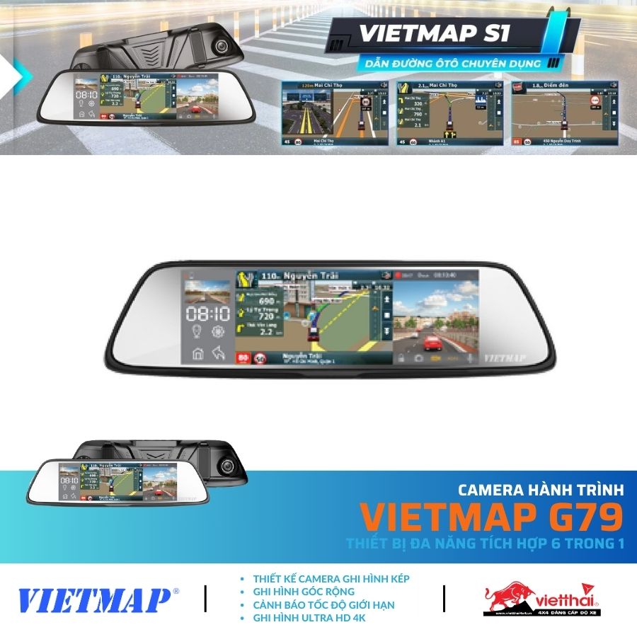 CAMERA HÀNH TRÌNH VIETMAP G79 - THIẾT BỊ ĐA NĂNG TÍCH HỢP 6 TRONG 1