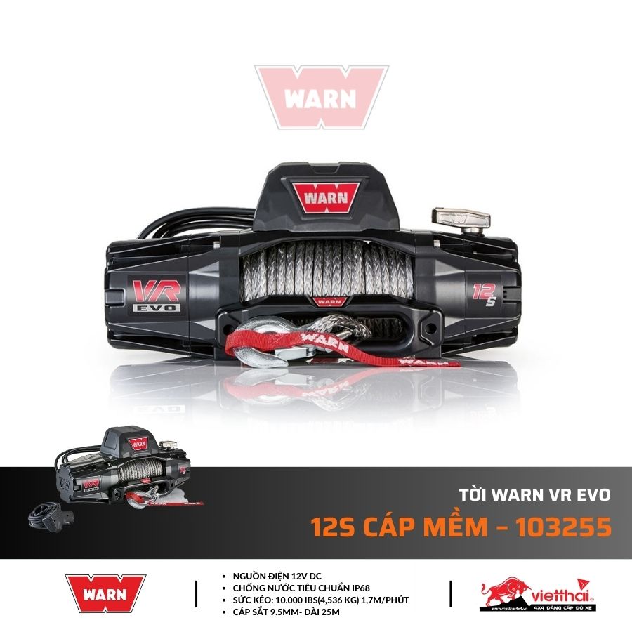 Tời Warn VR EVO 12S cáp mềm – 103255