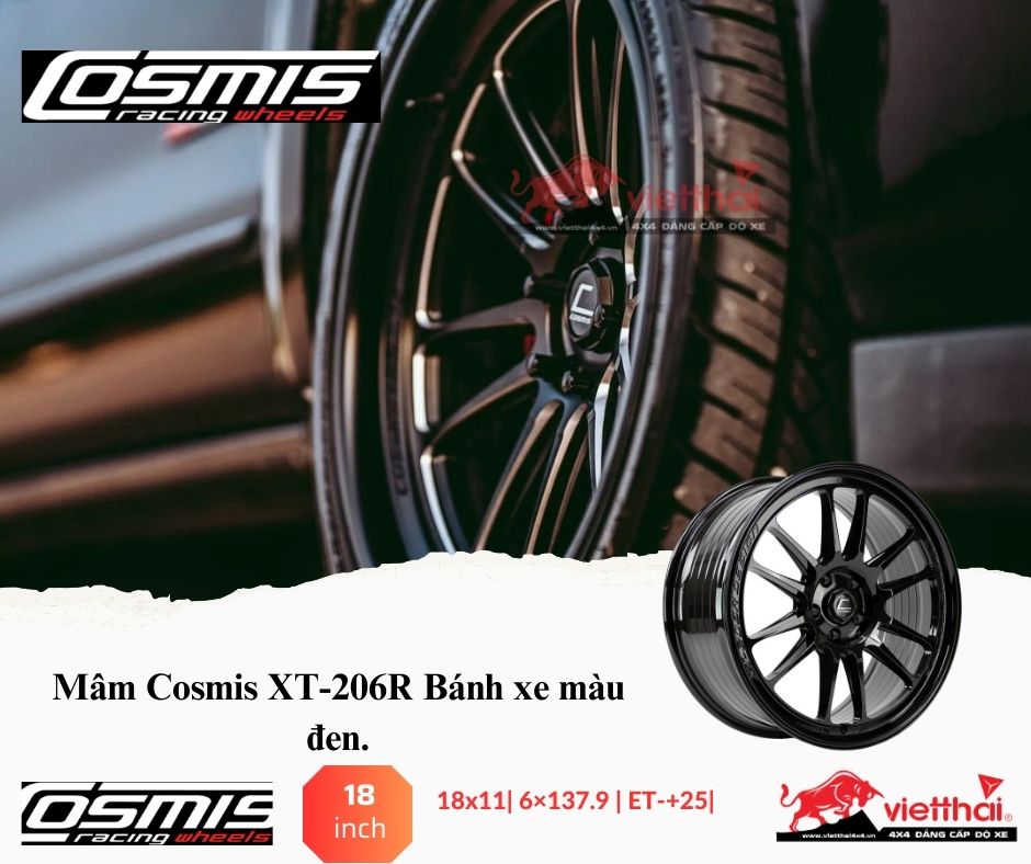 Mâm Cosmis XT-206R Bánh xe màu đen.