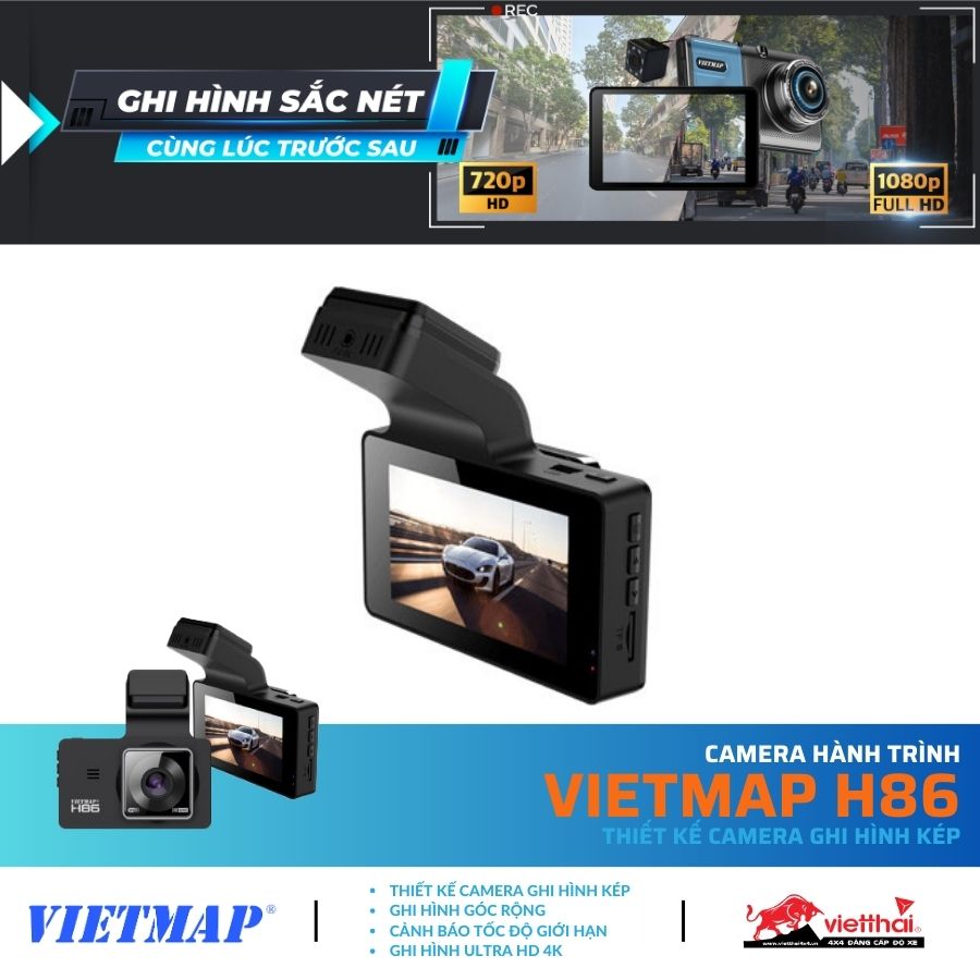 CAMERA HÀNH TRÌNH VIETMAP H86 - Thiết kế camera ghi hình kép