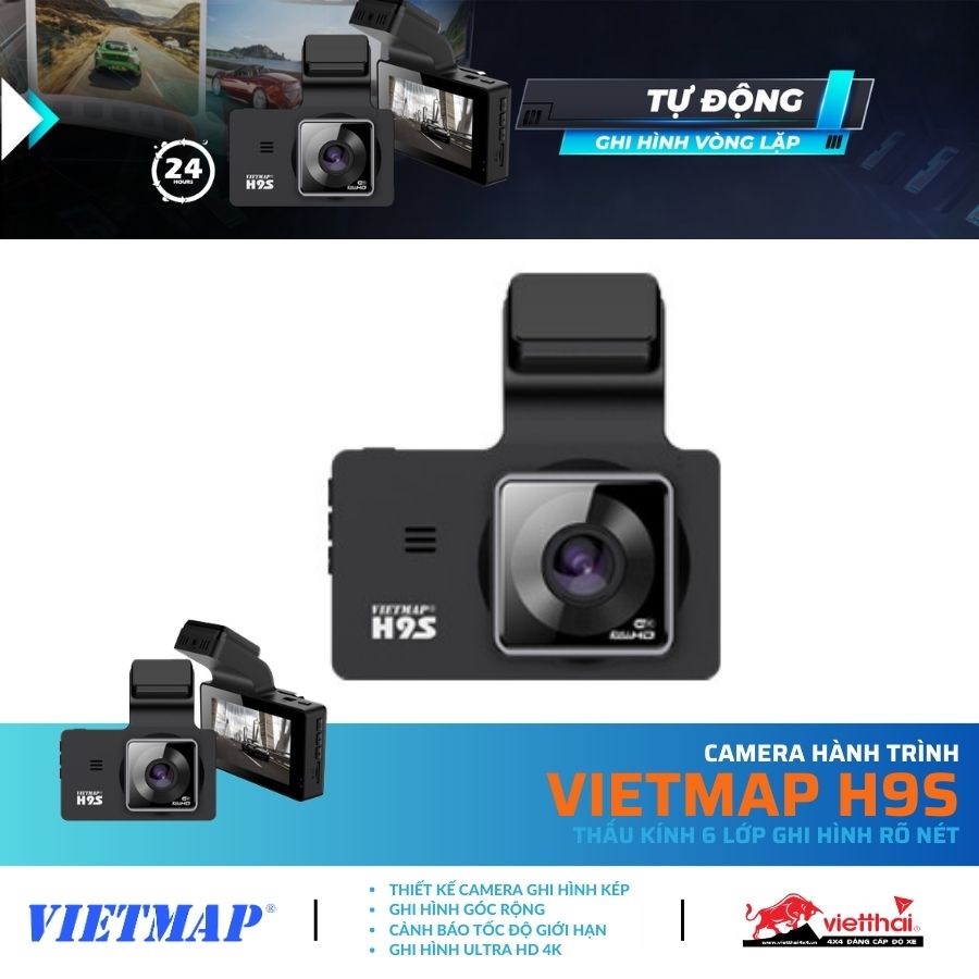 CAMERA HÀNH TRÌNH VIETMAP H9S - THẤU KÍNH 6 LỚP GHI HÌNH RÕ NÉT