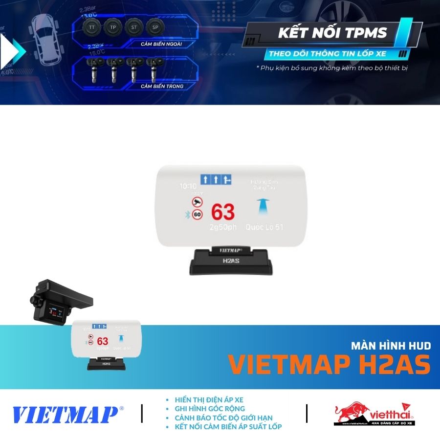 MÀN HÌNH HUD VIETMAP H2AS