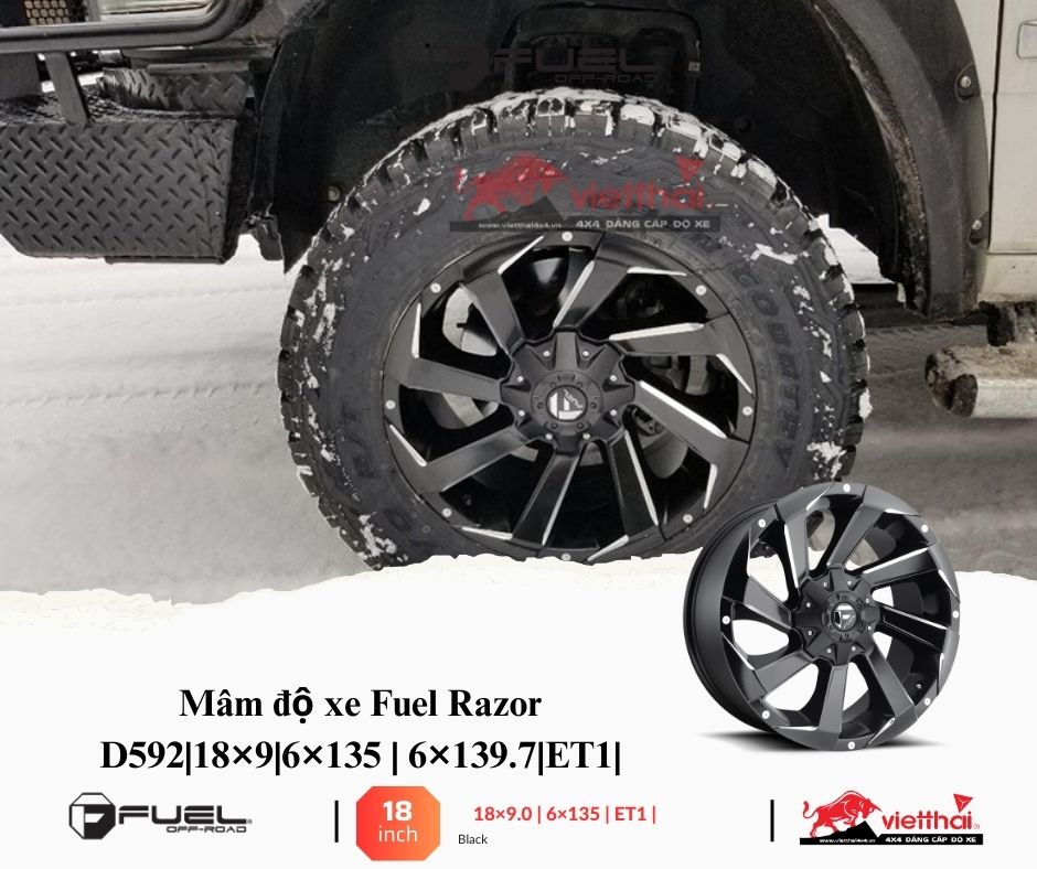 Mâm độ xe Fuel Razor D592|18×9|6×135 | 6×139.7|ET1|