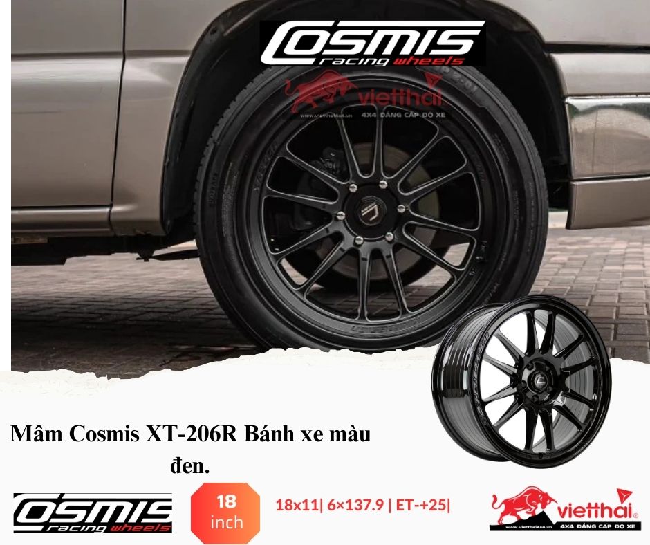 Mâm Cosmis XT-206R Bánh xe màu đen.