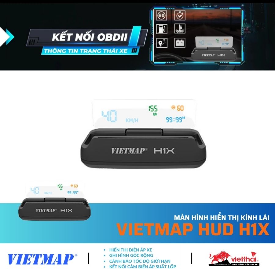MÀN HÌNH HIỂN THỊ KÍNH LÁI VIETMAP HUD H1X