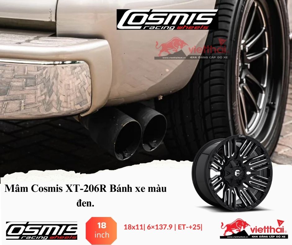 Mâm Cosmis XT-206R Bánh xe màu đen.