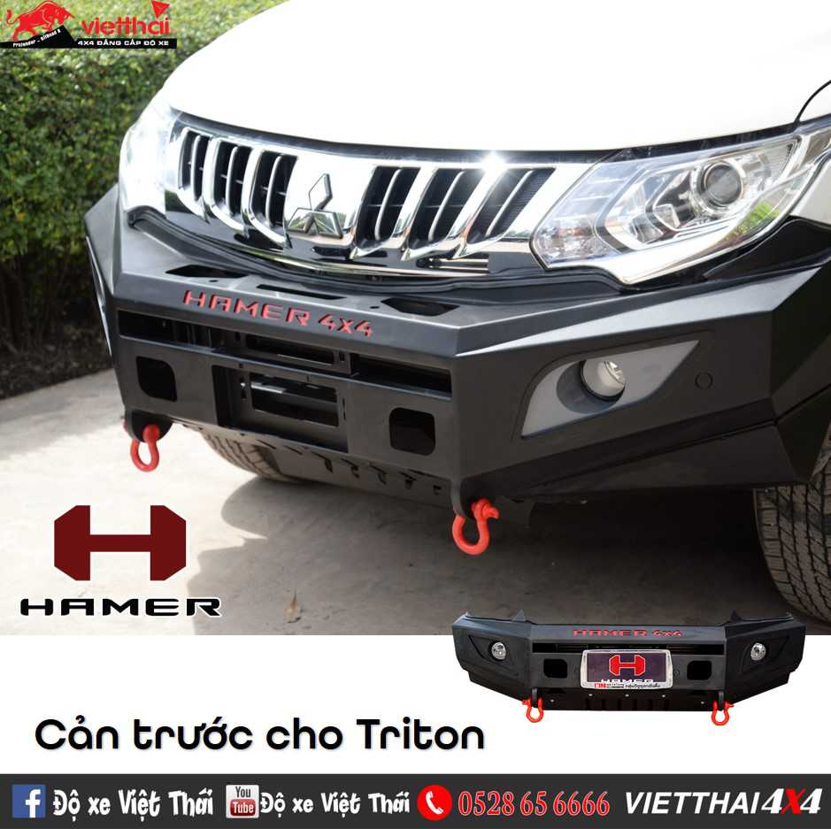 Cản trước M-Series Bull Bar 2 đèn thương hiệu Hamer Thái Lan dành cho Mitsubishi Triton