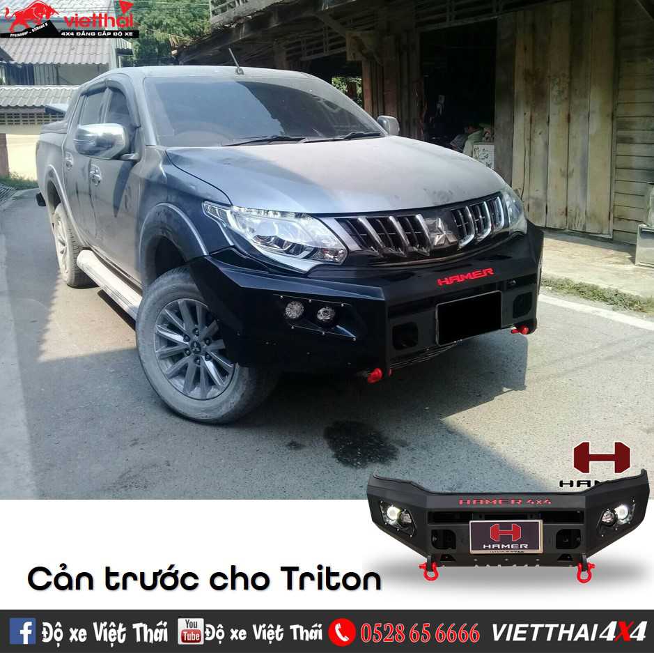 Cản trước M-Series Bull Bar (Double Lights) 4 đèn thương hiệu Hamer Thái Lan dành cho Mitsubishi Triton