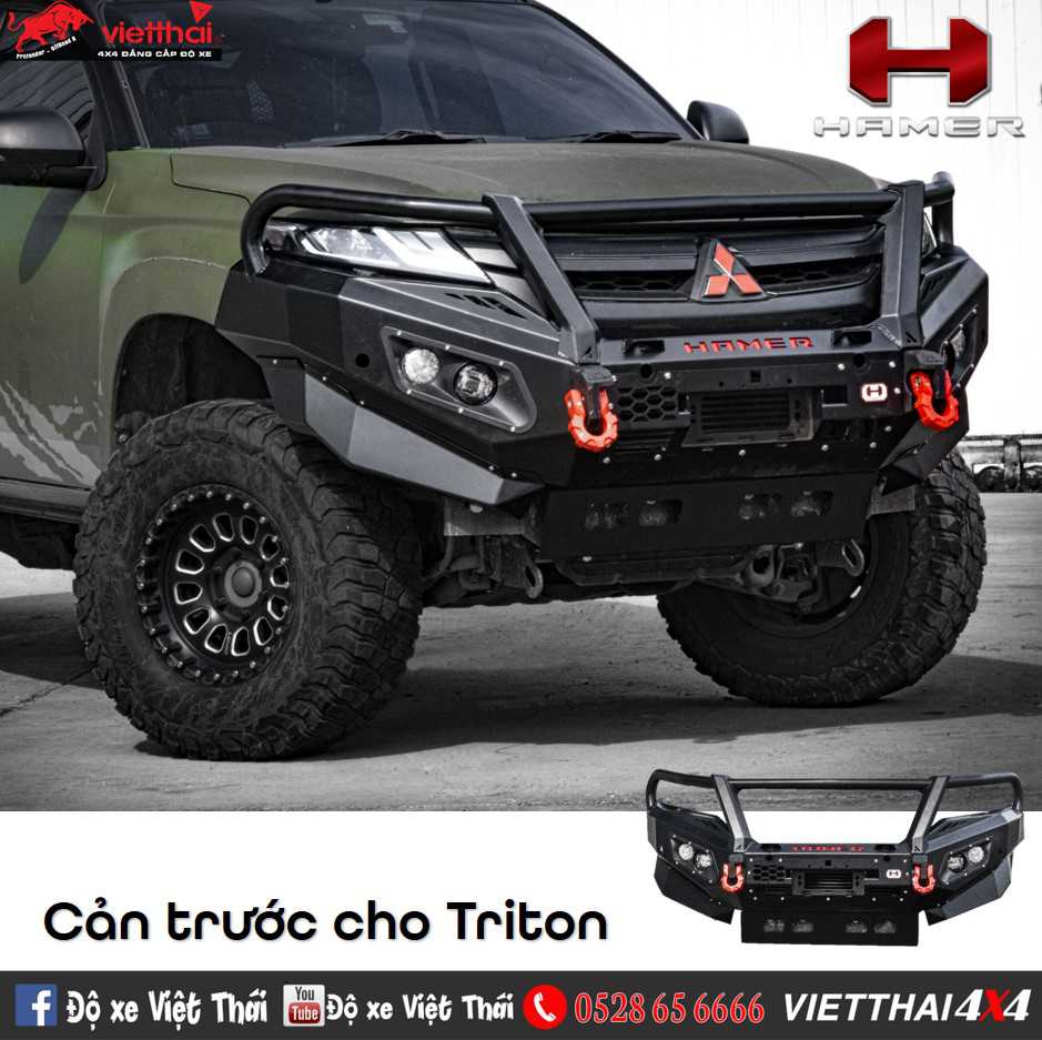 Cản trước King Series PT (Plus) Bull Bar thương hiệu Hamer cho Mitsubishi Triton