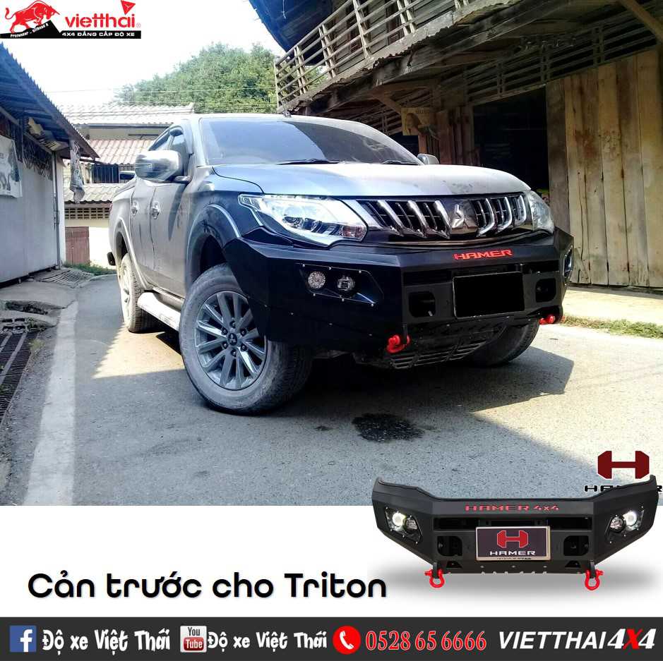 Cản trước M-Series Bull Bar (Double Lights) 4 đèn thương hiệu Hamer Thái Lan dành cho Mitsubishi Triton