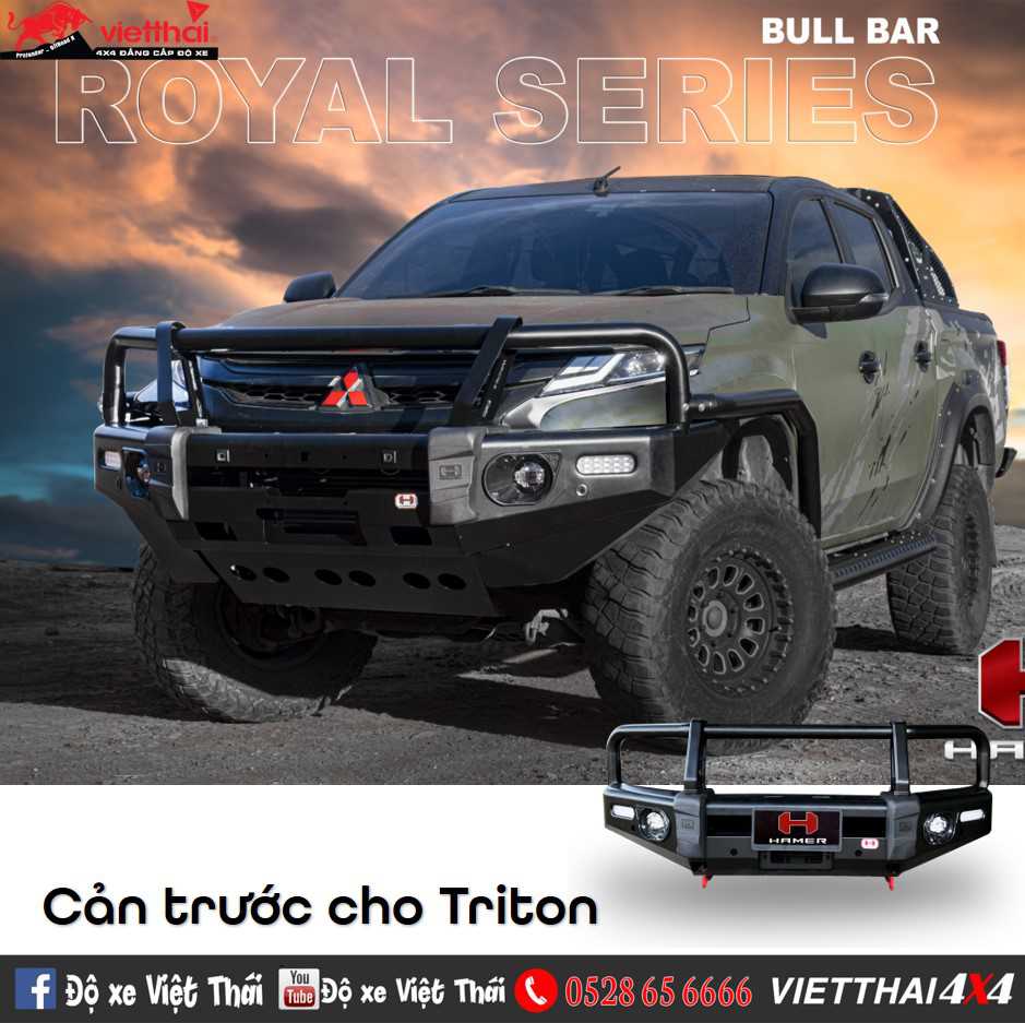 Cản trước Royal Series Bull Bar dành cho Mitsubishi Triton thương hiệu Hamer Thái Lan