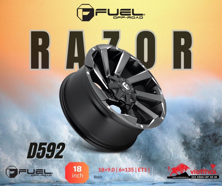 Mâm độ xe Fuel Razor D592|18×9|6×135 | 6×139.7|ET1|
