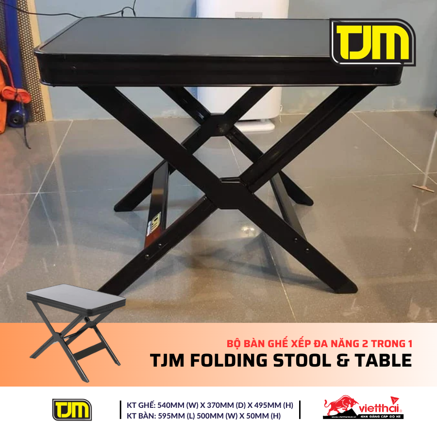 Bộ Bàn ghế xếp đa năng 2 trong 1 TJM Folding Stool & Table