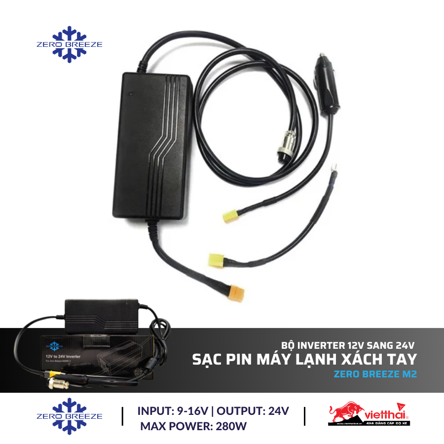 Bộ Inverter 12V sang 24V để sạc Pin Máy lạnh xách tay Zero Breeze M2