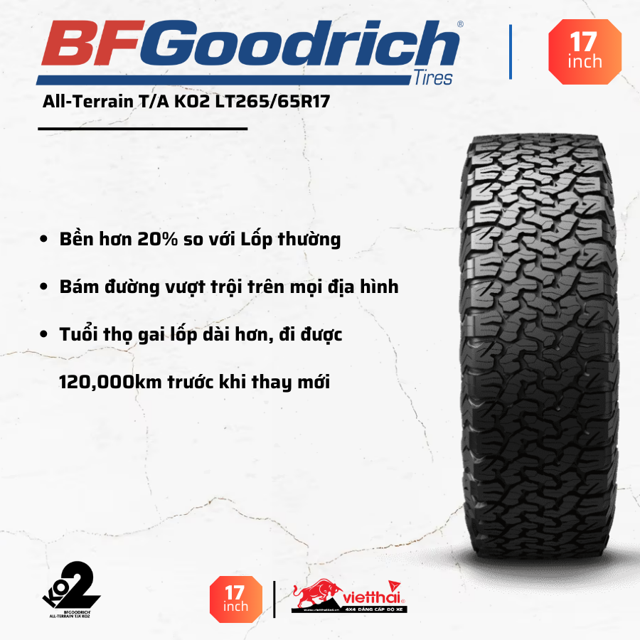 Lốp BFGoodrich All-Terrain T/A KO2 LT265/65R17 (Made in Thailand)