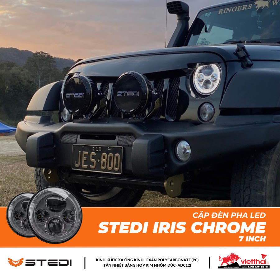 CẶP ĐÈN PHA LED STEDI IRIS CHROME 7 INCH