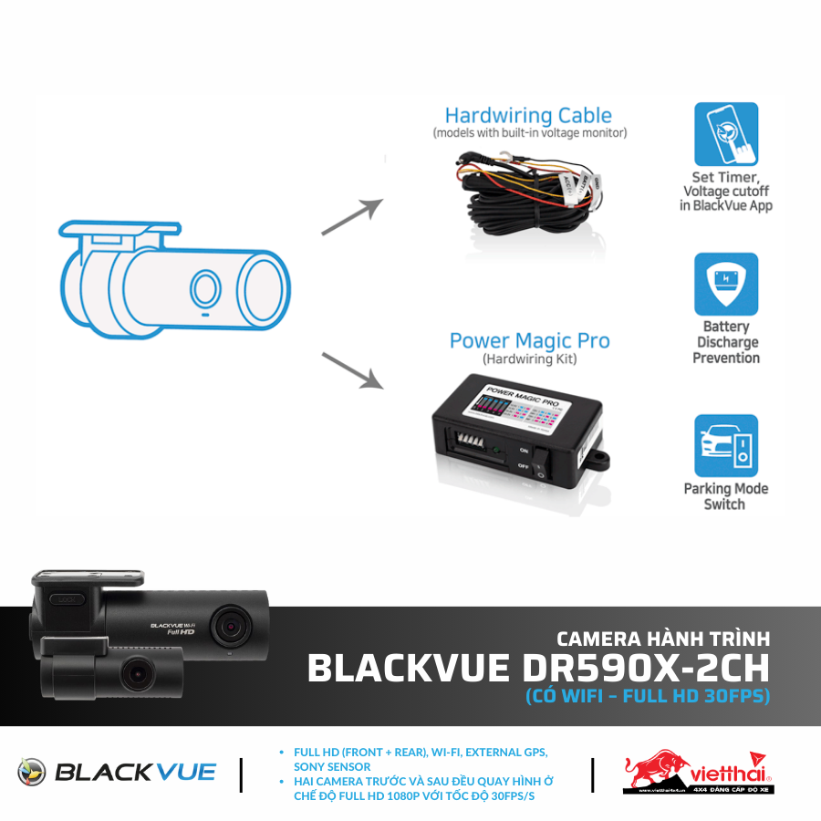 Camera hành trình Blackvue DR590X-2CH (có Wifi – Full HD 30fps)