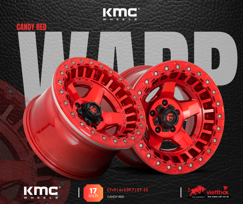 Mâm Fuel WARP Beadlock D117 17×9 | 6×139.7 | ET-15 (Màu Đỏ Candy)