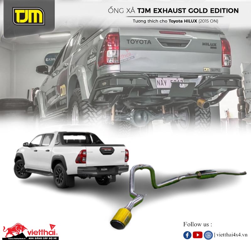 PÔ ĐƠN TJM EXHAUST – GOLD CARBON TAIL CHO XE TOYOTA HILUX 2015+