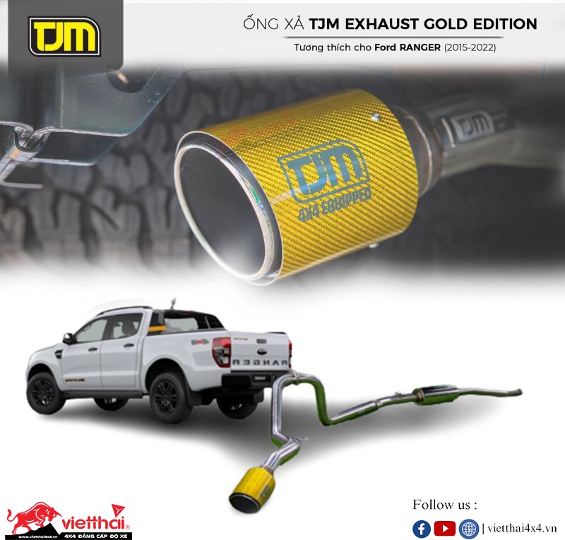 PÔ ĐƠN TJM EXHAUST – GOLD CARBON TAIL CHO XE FORD RANGER 2014+