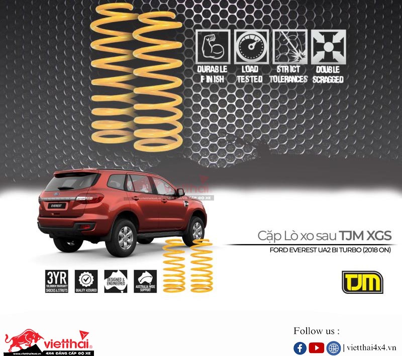 CẶP LÒ XO SAU TJM CHO FORD EVEREST UA2 BI TURBO (2018 ON) | DÀNH CHO XE TẢI TRỌNG NHẸ 50KG