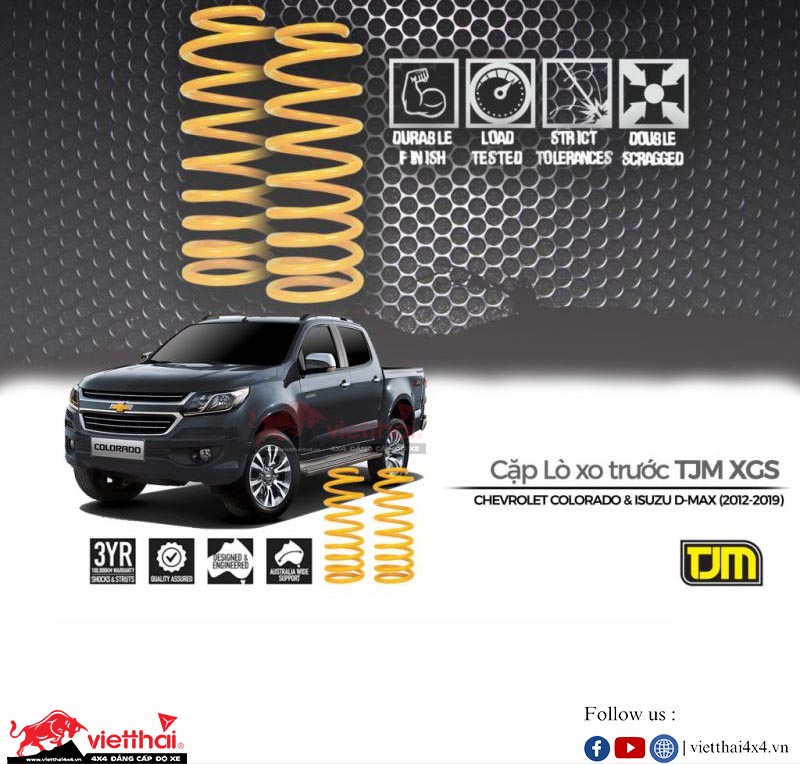 CẶP LÒ XO TRƯỚC VÀ SAU TJM  CHO CHEVROLET COLORADO (2016+) | DÀNH CHO XE NÂNG CẤP CẢN & TỜI