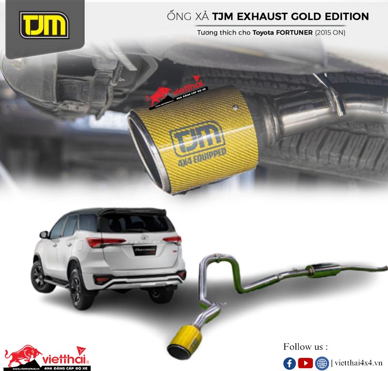 PHÔ ĐƠN TJM EXHAUST – GOLD CARBON TAIL CHO XE TOYOTA FORTUNER 2015+