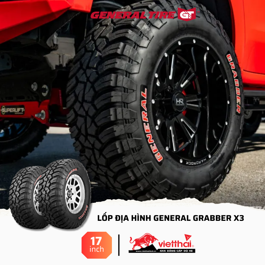 Lốp địa hình General Grabber X3 – Phiên bản đặc biệt chữ Đỏ (Made in USA)