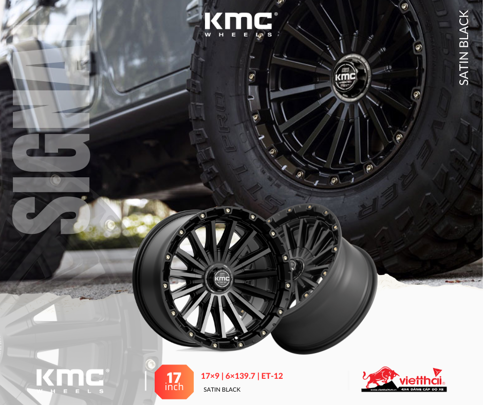 Mâm KMC KM102 Signal 17×9 | 6×139.7 & 6 x 135 | ET-12 | CB106.10 (Đen xám)