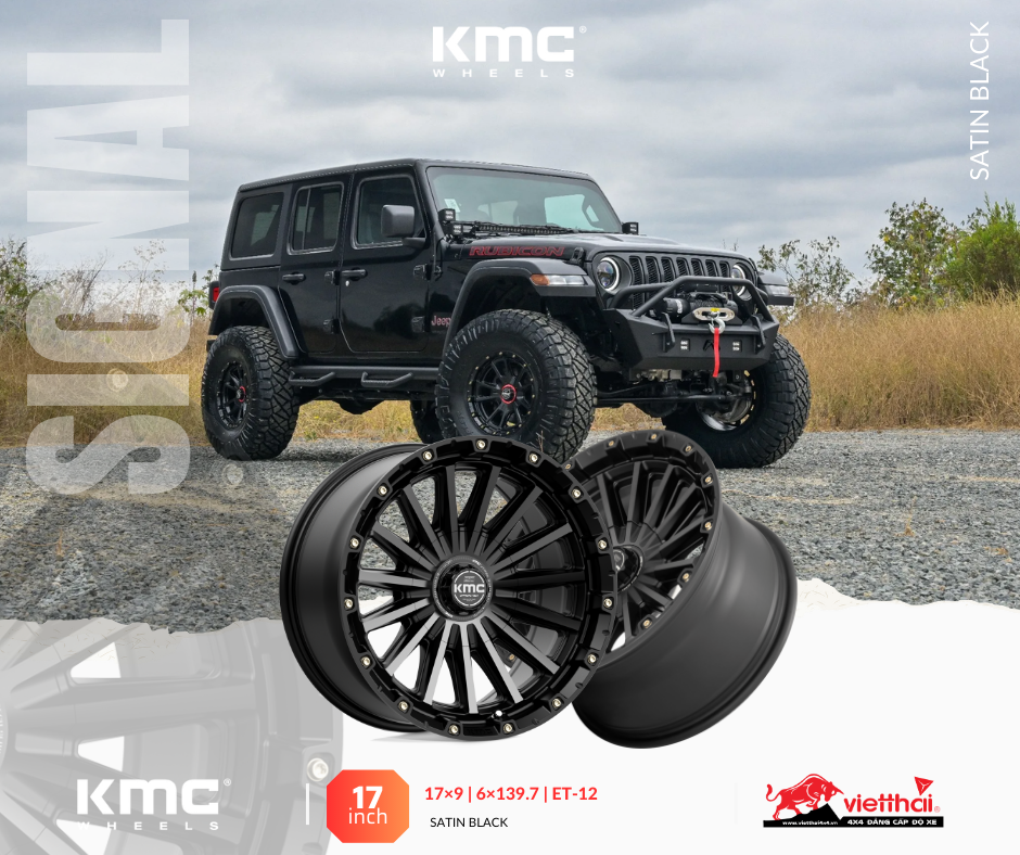 Mâm KMC KM102 Signal 17×9 | 6×139.7 & 6 x 135 | ET-12 | CB106.10 (Đen xám)