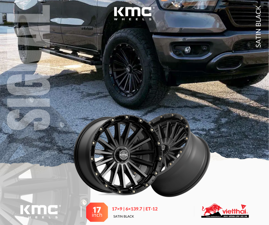 Mâm KMC KM102 Signal 17×9 | 6×139.7 & 6 x 135 | ET-12 | CB106.10 (Đen xám)