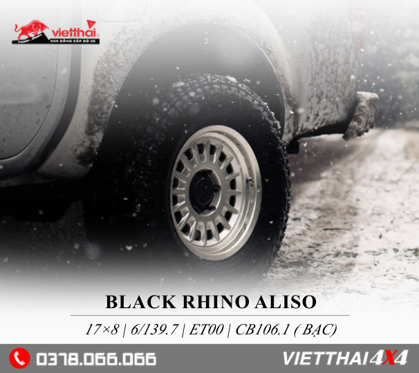 MÂM BLACK RHINO ALISO BẠC 17×8 | 6/139.7 | ET00 | CB106.1