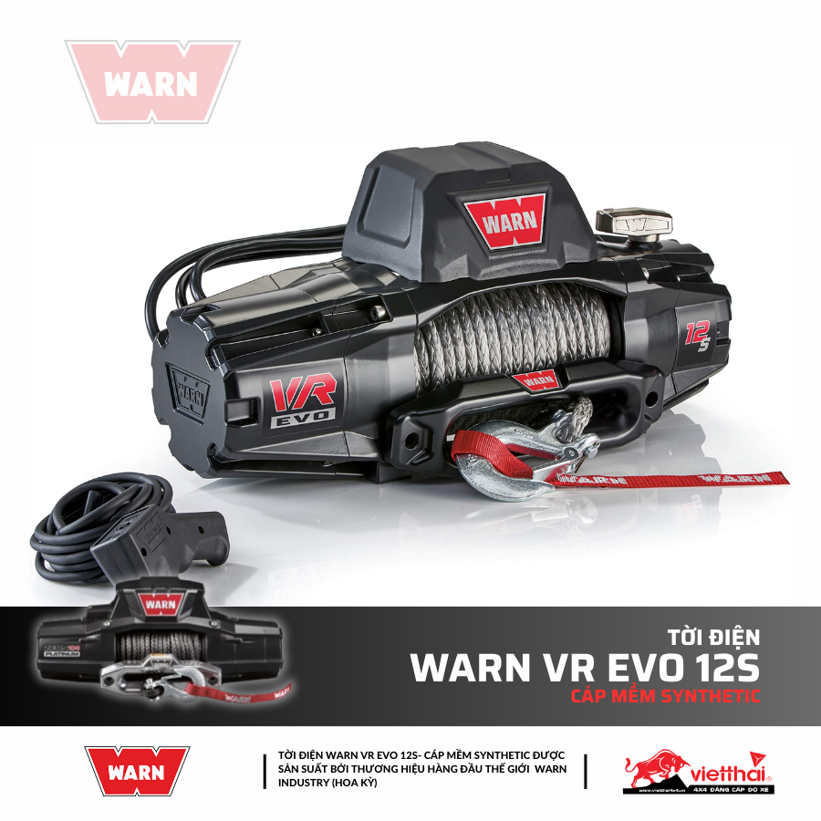 Tời điện Warn VR Evo 12S- Cáp mềm SYNTHETIC