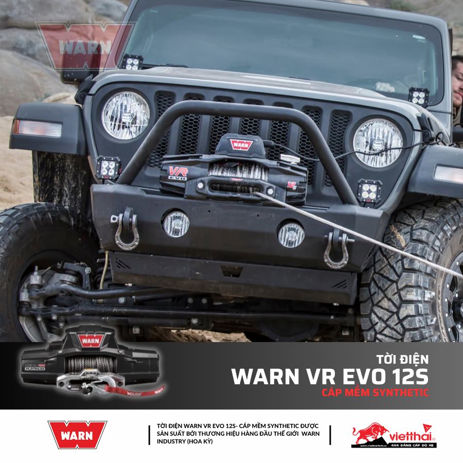 Tời điện Warn VR Evo 12S- Cáp mềm SYNTHETIC