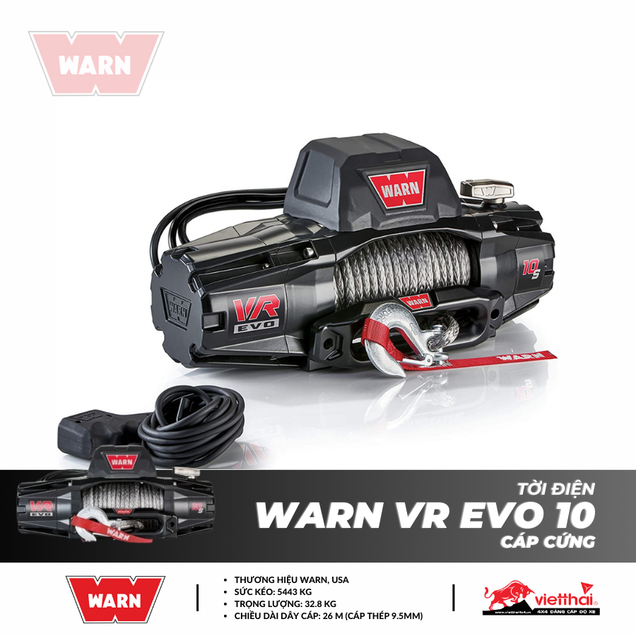 Tời Warn VR EVO 10 cáp cứng