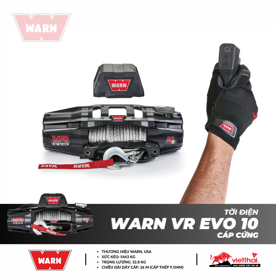 Tời Warn VR EVO 10 cáp cứng