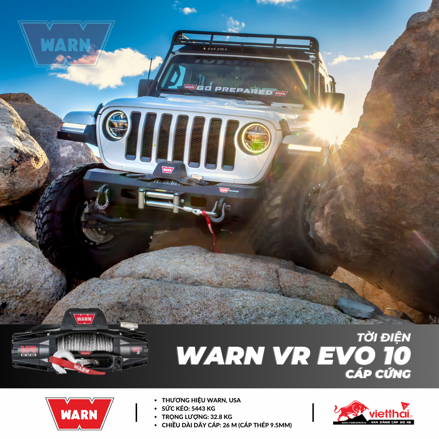 Tời Warn VR EVO 10 cáp cứng