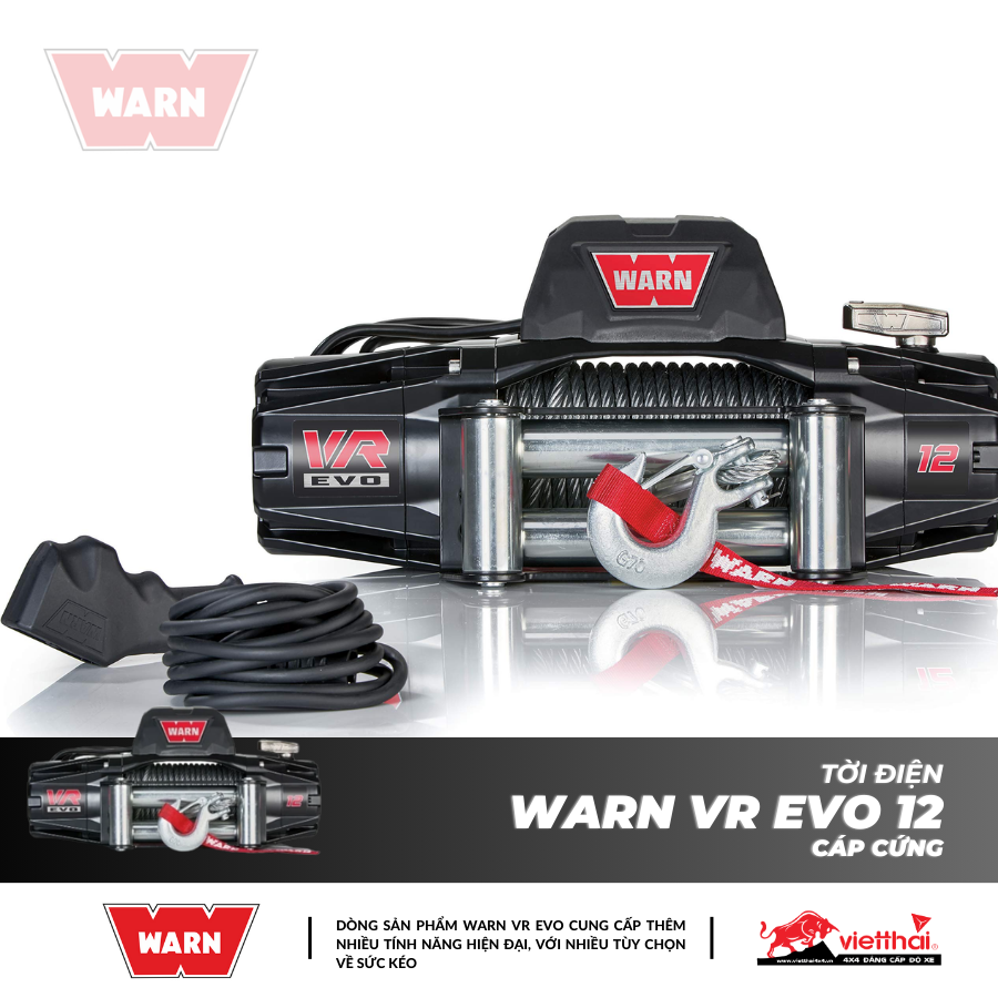 Tời Warn VR EVO 12 cáp cứng