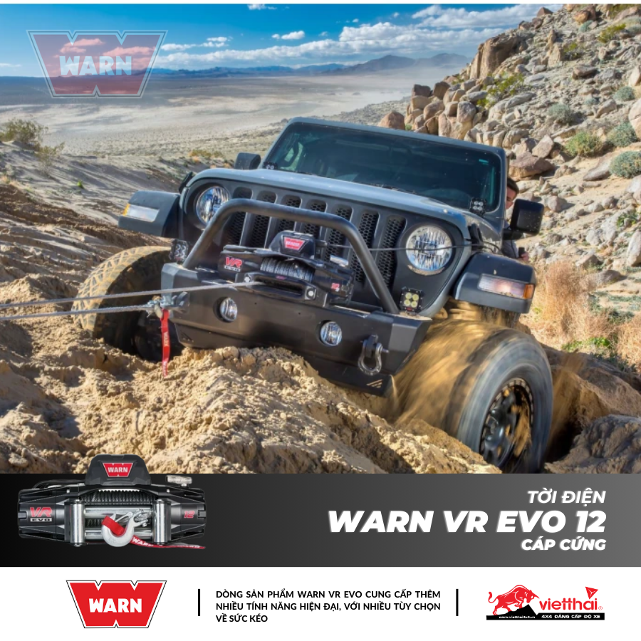 Tời Warn VR EVO 12 cáp cứng