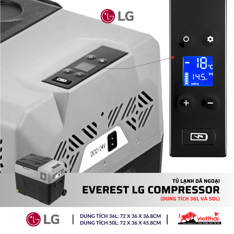 Tủ lạnh dã ngoại Everest LG Compressor (Dung tích 36L và 50L)