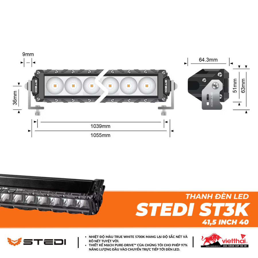 THANH ĐÈN LED ST3K 41,5 INCH 40