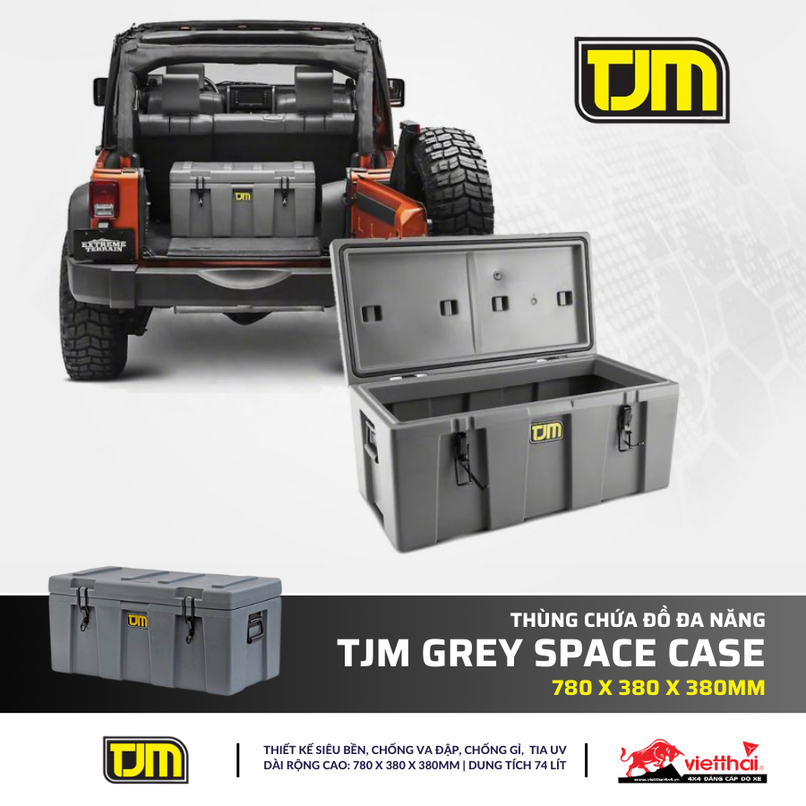Thùng chứa đồ đa năng TJM Grey Space Case 780 x 380 x 380mm (74L)